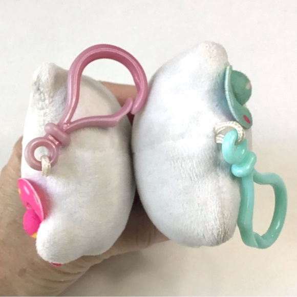 Hello Kitty Plush Dangler Backpack Clip Keychain Bag Purse Bling Sanrio Set of 2 - Picture 3 of 7